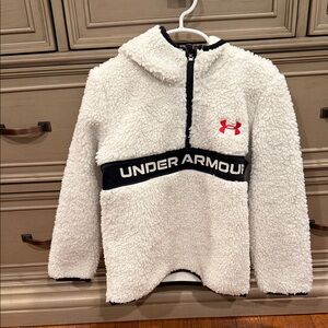 Under Armour Kids White and Black Sherpa Hoodie